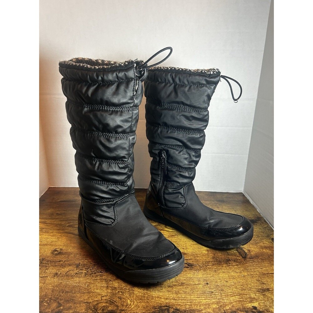 Totes Caroline 2 Women’s Size 10 M Black Quilted Tall Winter Snow Boots Faux Fur - Picture 4 of 12